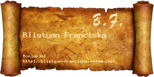 Blistyan Franciska névjegykártya